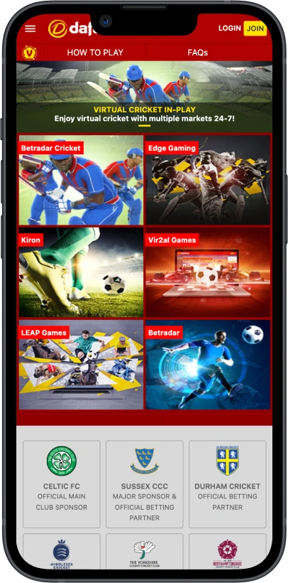 dafabet screen virtuals page